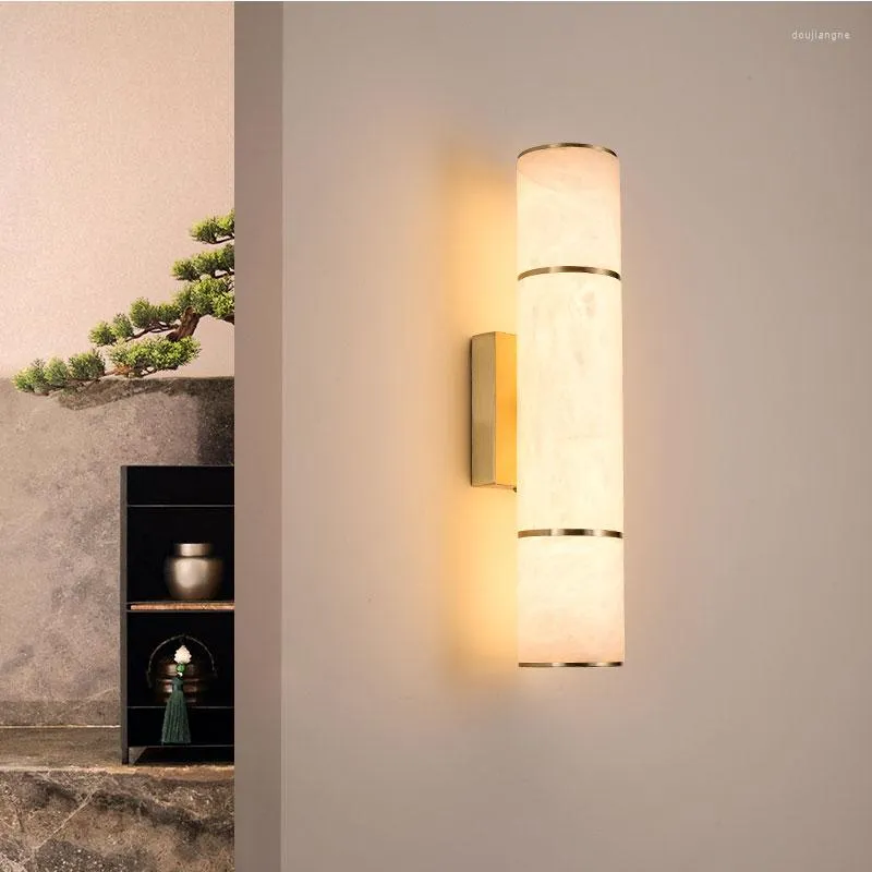 Vägglampa lyx marmor sconce ledde modern koppar guld säng belysning fixtur 110 240v för sovrum el korriddekoration