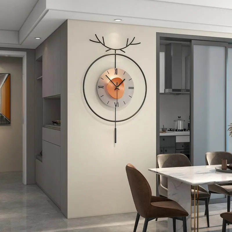 Relojes de pared, reloj oscilante de lujo, grande, 3d, sala de estar, reloj colgante para decoración del hogar, decoración Interior moderna, Horologe