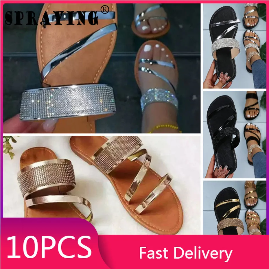 Sandales 10 paires articles en vrac lots en gros Femmes Chaussures Peep Toe Chaussures Pantoufles Sandales Plates Mode Y2K S8887 230719