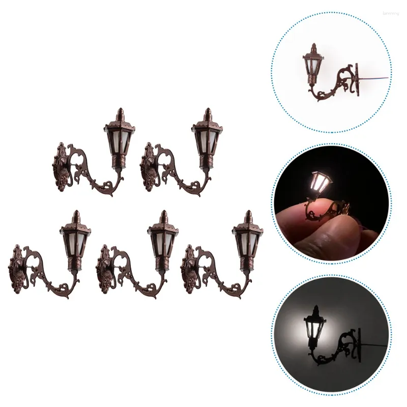 Wall Lamp 5 Pcs Suite Sand Table Decorative LED Outdoor Lights Miniature Scene Stainless Steel Plus Abs Materials Miniatures