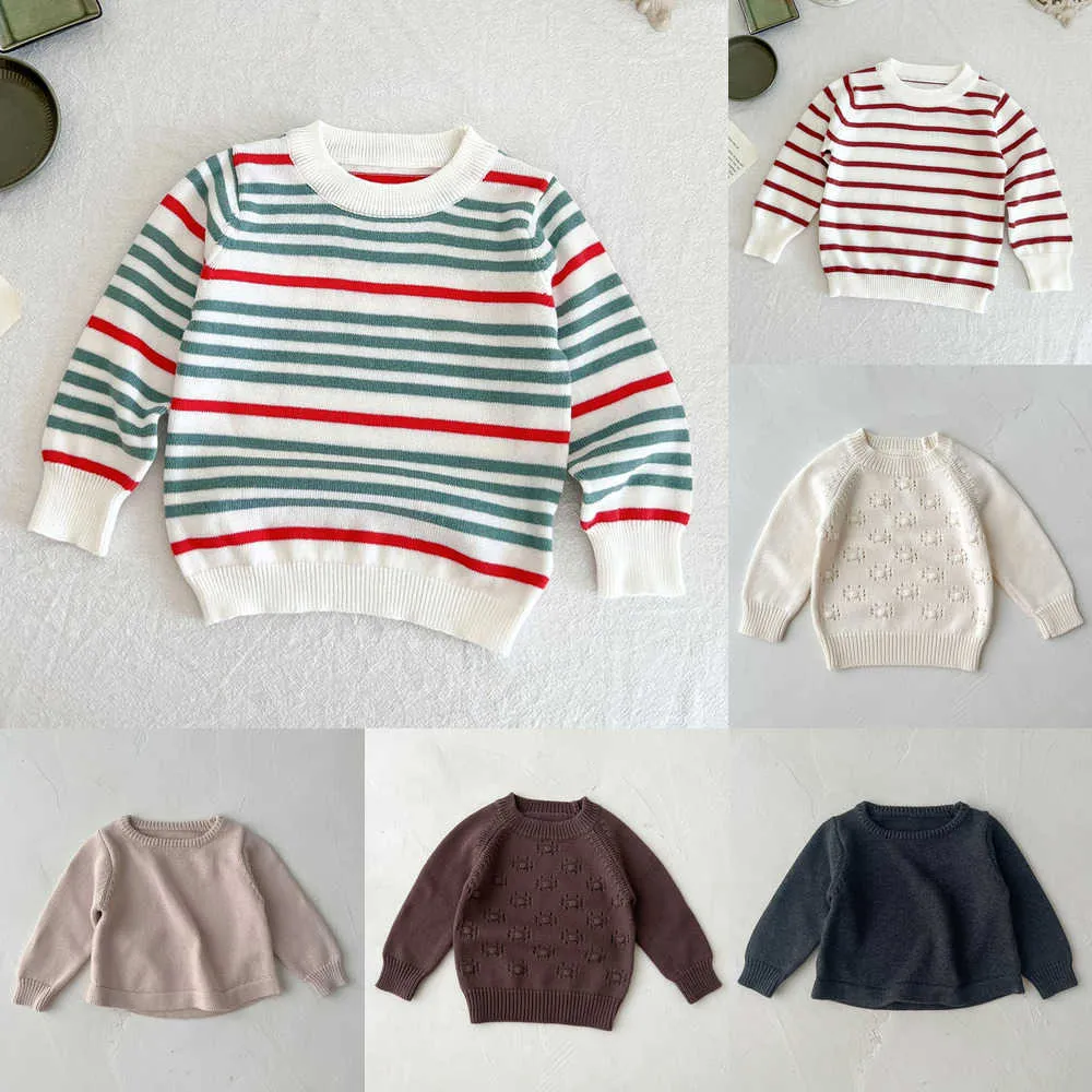 Pullover Sweet Kids Baby Boys Girls Sweters Long Rleeve Czysty kolor dzianiny sweter jesienne chłopcy dziewczęta swetry maluch dziewczyn ubrania sweter hkd230719