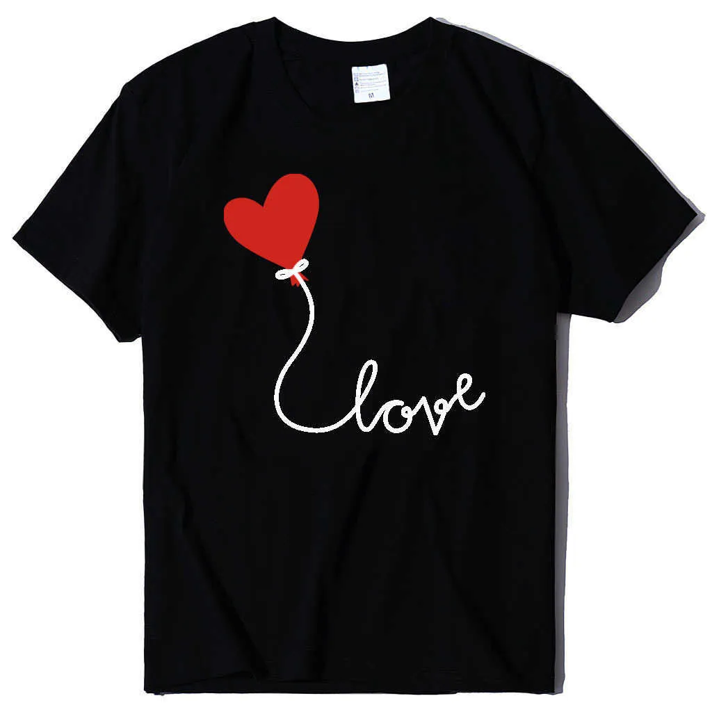 New Men's and Women's Round Neck Loose LOVE Love Balloon Print Summer Short Sleeve T-shirt