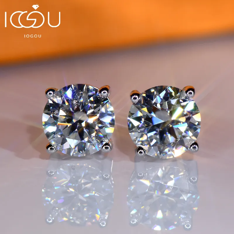 Stud Iogou luksus 11 mm 5ct Naprawdę duże silikonowe diamentowe kolczyki klasyczne 925 Srebrna biżuteria 230719