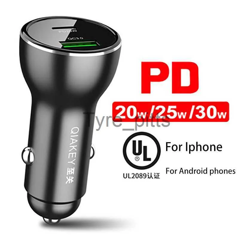 Andra batterier laddare 18W/25W Typ C PD QC3.0 Dual Car Charger för iPhone Xiaomi Samsung Cigarettändare LED Voltmeter Batteriladdare X0720