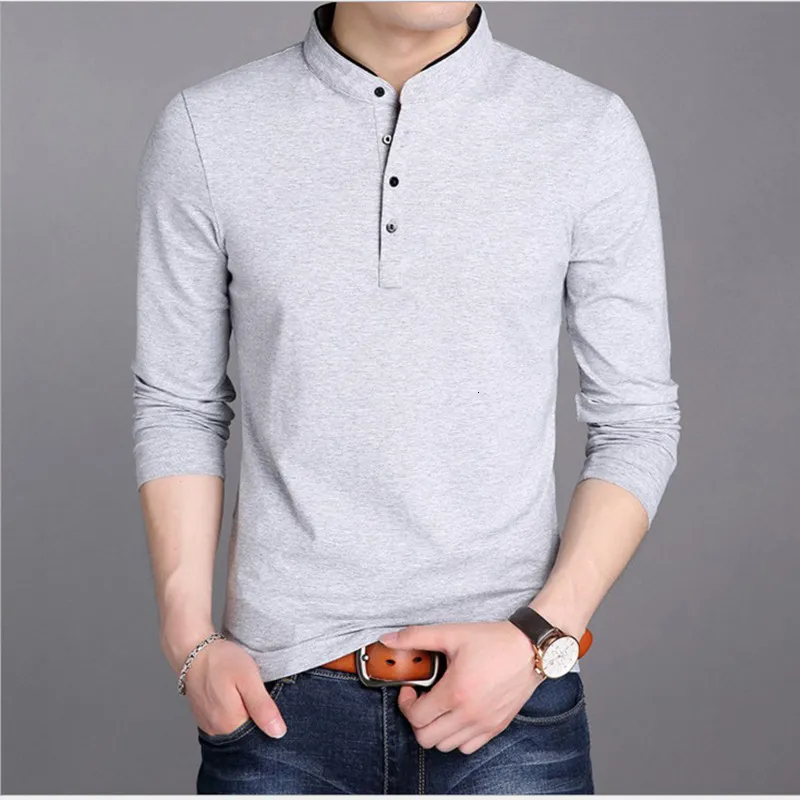 Polos Polos Chinese Style stoi biała koszula polo Mężczyźni Wysokiej jakości wiosenne koszule z długim rękawem Casual Streetwear Blouse 230720