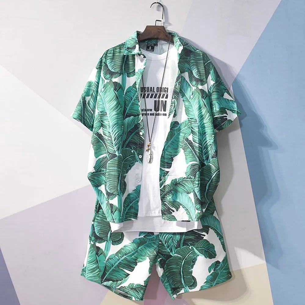 Heren Trainingspakken Strandkleding Mannen Hawaiian Shirt Set Mannen Mode Kleding Streetwear Causale Seaside Outfits Mannen Breathab Cool Shorts Set 230719