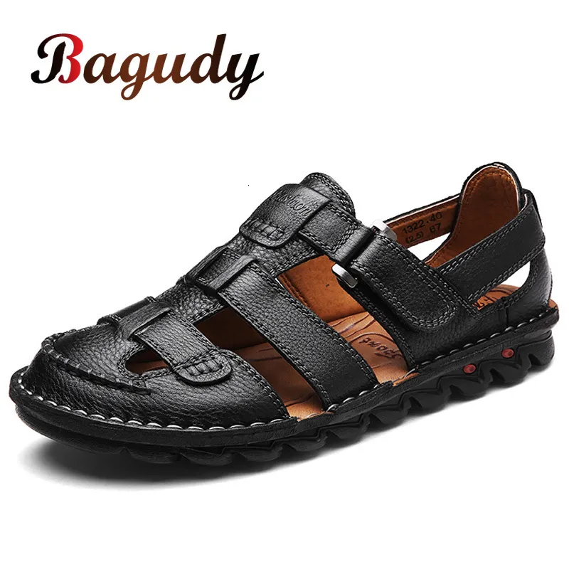 Sandals Classic High Quality Cowhide Sandals Summer Outdoor Handmade Men's Sandals Fashion and Comfortable Men's Beach Leather Shoes Size 48 230719