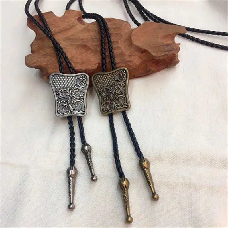 Bolo Ties EuropeanおよびAmerican Western Style Bolo Tie "Western Leather Carving Pattern" HKD230719