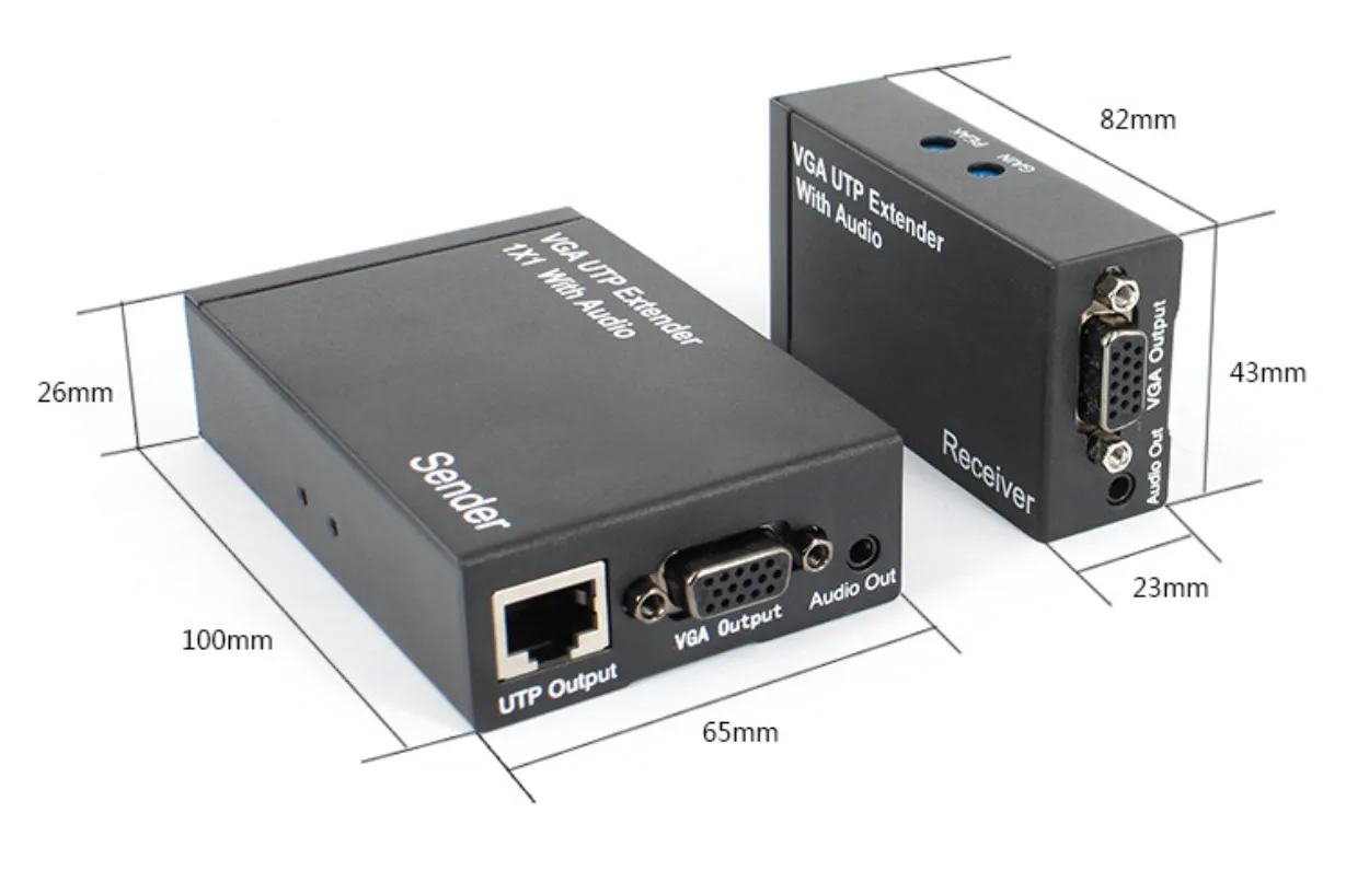 300M HD 1080P VGA UTP Extender 1x1 Rozdzielacz z audio przez CAT5/5E/6 RJ45 Obsługa kablowa Ethernet dla monitorów HDTV