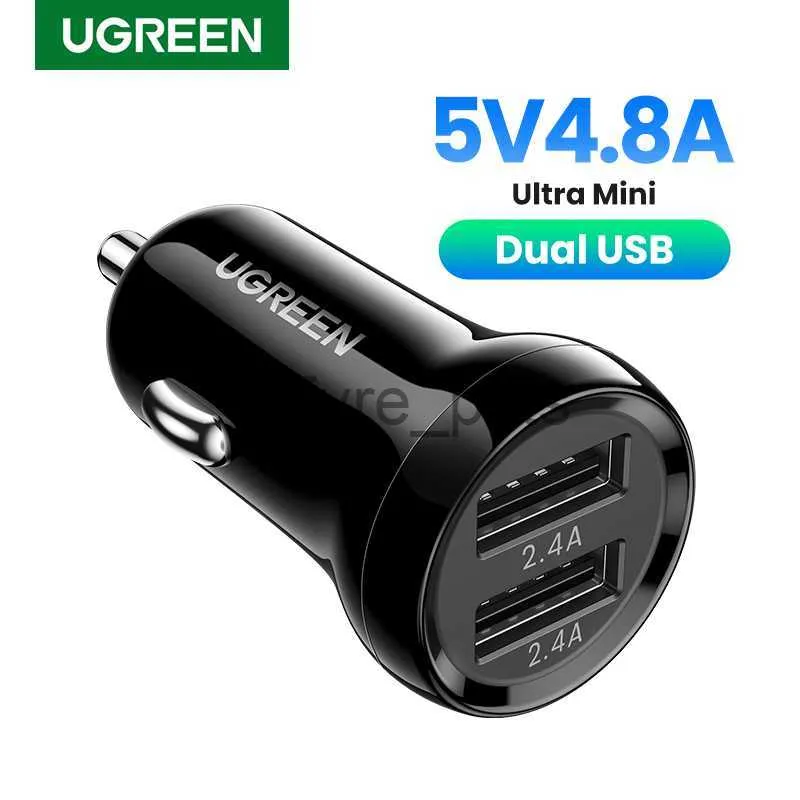 شحنات بطاريات أخرى شحنات Ugreen Mini 4.8a USB Car Charger للهاتف المحمول اللوحي GPS الشاحن السريع شاحن السيارة مزدوج USB المحول الشاحن في السيارة x0720