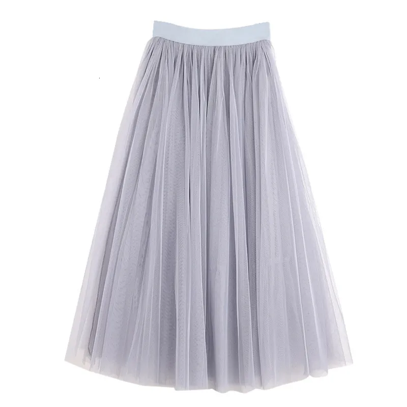 Rokken Vintage Tule Rok Vrouwen Elastische Hoge Taille 3 Lagen Aline Geplooide Mesh Lange Bruid Tutu Vrouwelijke Jupe Longue 230720