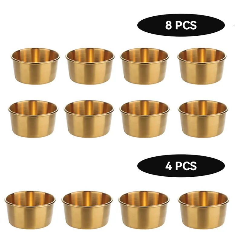 Herb Spice Tools 4/8/10Pcs Set Stainless Steel Dipping Sauce Cup Seasoning Serving Tray Soy Vinegar Dishes Kitchen Tableware Condiment Container 230720