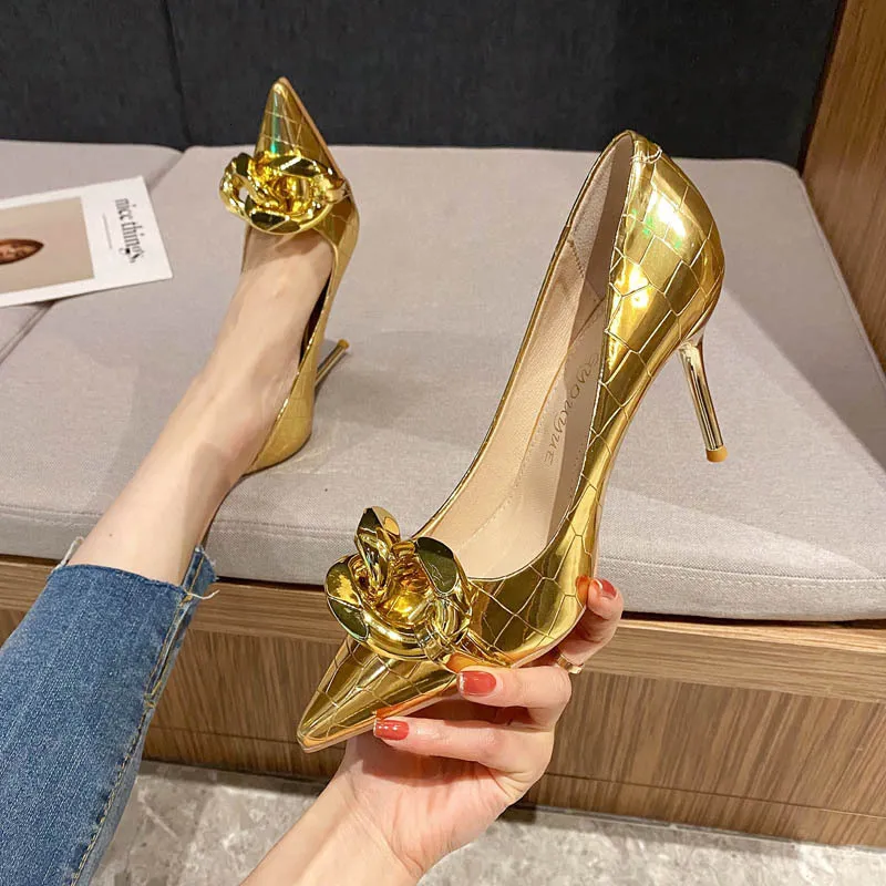 African High Dress Golden Heels Party Shoes and Bag Set Sandals Women s Sexy Pump Sliding Point Wedge Lace Gold Exquisit ed Sal Exquiit