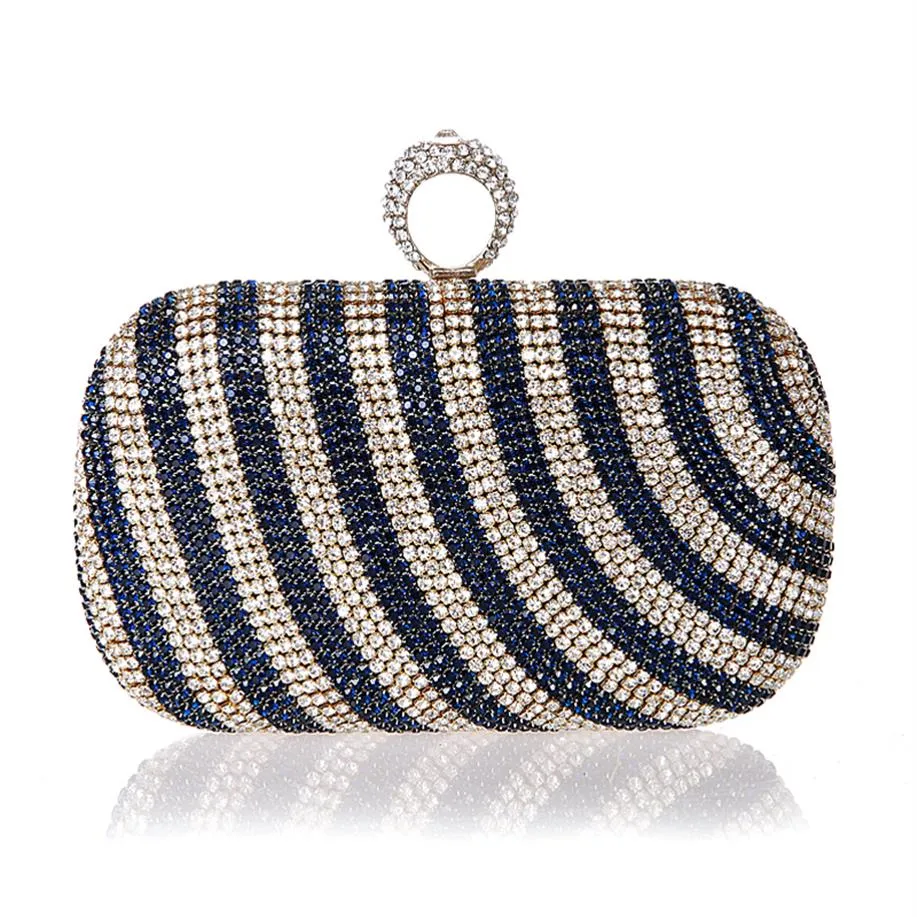 Nowa torebka mini -palca Diamond Rhinestone Clutch Torka Evening Bankiet Kryształowa Torebka Piękna panna młoda Purse284r