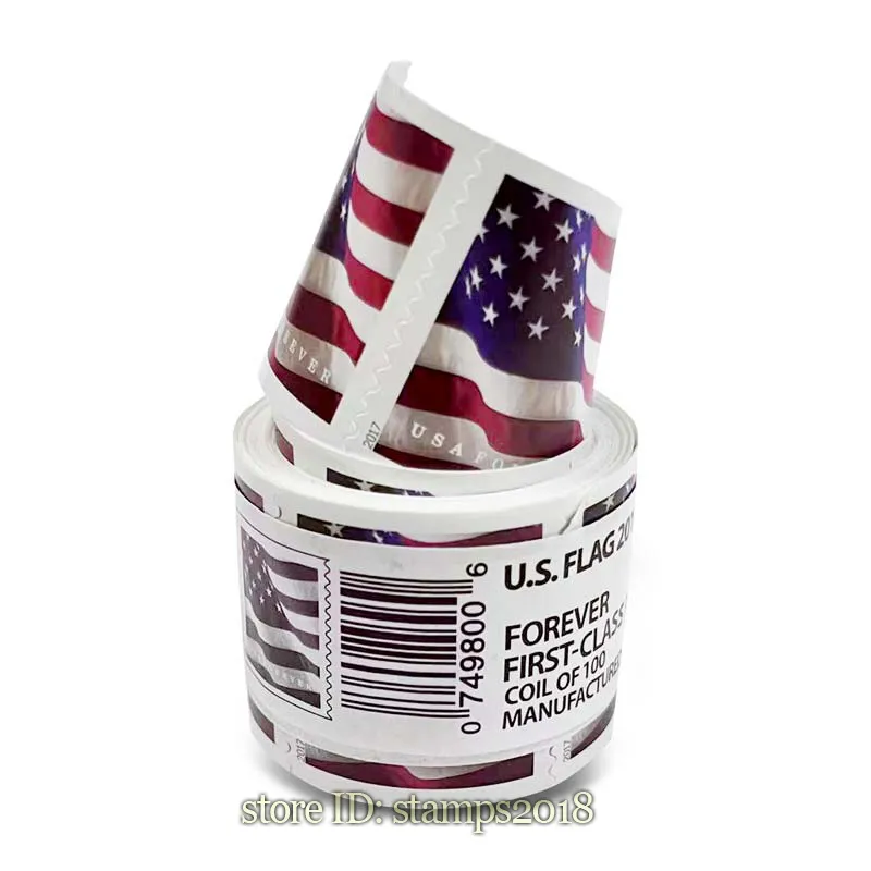 2019 US Flag Rolls Pack of 100 Self-stick Adhesive Stamps US