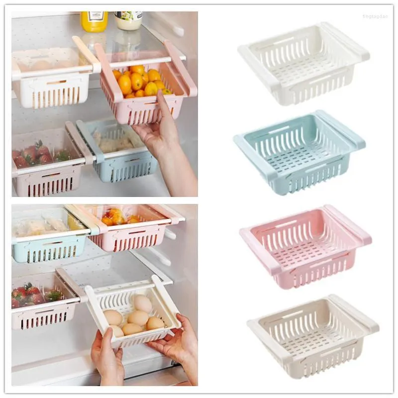 Bottiglie di stoccaggio Organizer per frigorifero Cassetto estensibile regolabile Cestello estraibile Accessori da cucina