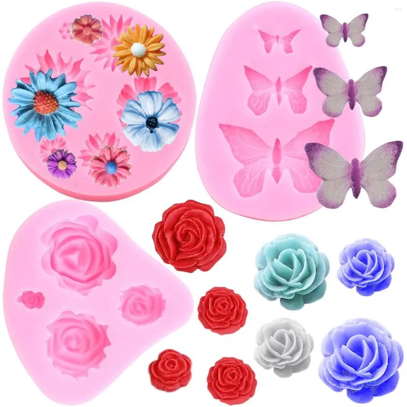 Baking Moulds Rose Flower Silicone Molds Plumeria Peony Fondant Mold Cake Decorating Tools Cupcake Chocolate Mould Candy