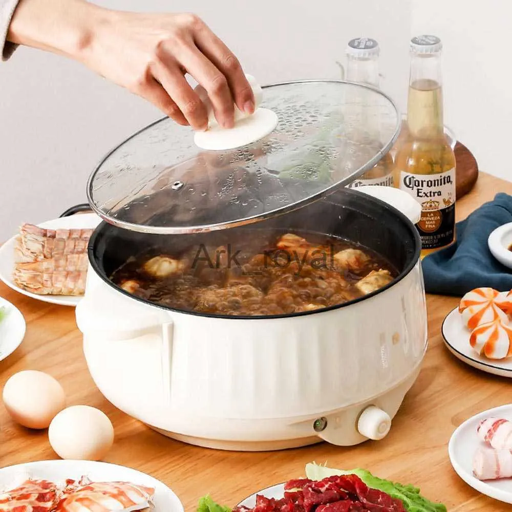 Elektriska stekpannor Portable Small Electric Cooker 220V Sovsal multifunktionell elektrisk panokare Nonstick för varm krukmatlagning och stekning J230720