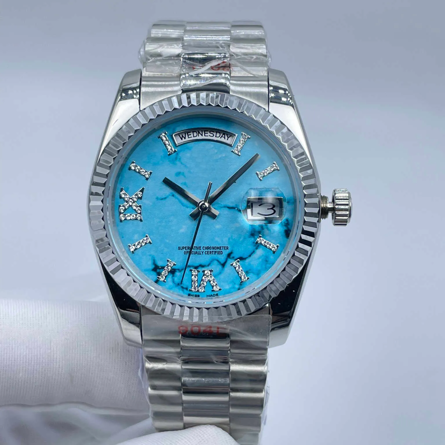 Hoge kwaliteit luxe Romeinse kleine diamanten wijzerplaat bezel tanden rand 36mm dameshorloge 2813 automatisch staal waterdicht horloge