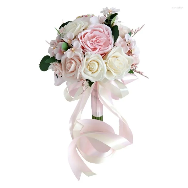 Fiori decorativi Matrimonio Bouquet da sposa Fiore artificiale Damigella d'onore Seta Sposa che tiene per la decorazione della festa di fidanzamento
