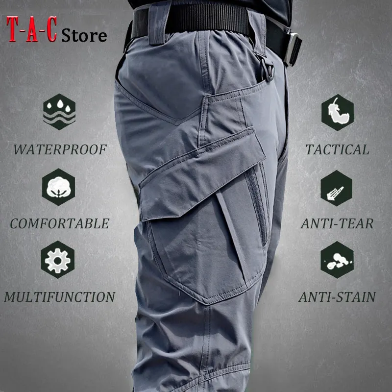 Pantaloni da uomo Tactical Cargo Outdoor impermeabile SWAT Combattimento militare Camo Pantaloni Casual Multi Pocket Work Jogger 230720