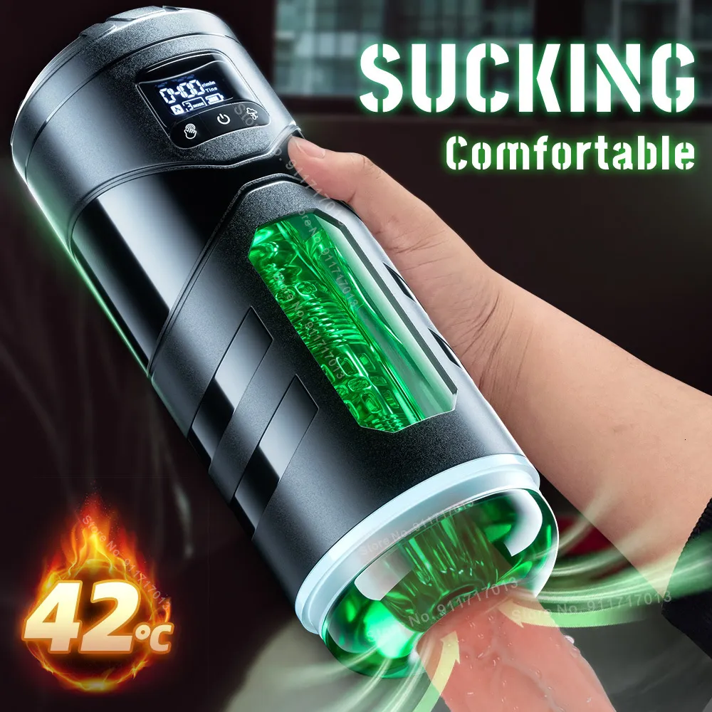 Masturbatoren Automatischer männlicher Masturbator Cup Saugen Vibration Blowjob Masturbation Echte beheizte Vagina Tasche Erwachsene Sexmaschinen Spielzeug für Mann 230720