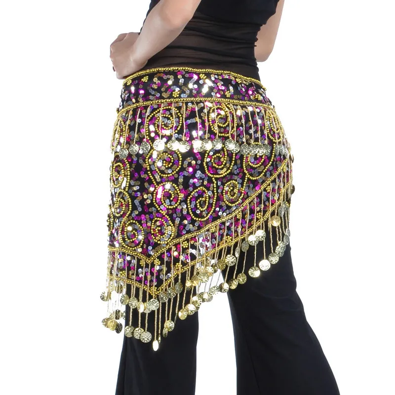 Belly dance belt costumes sequins tassel belly dance hip scarf for