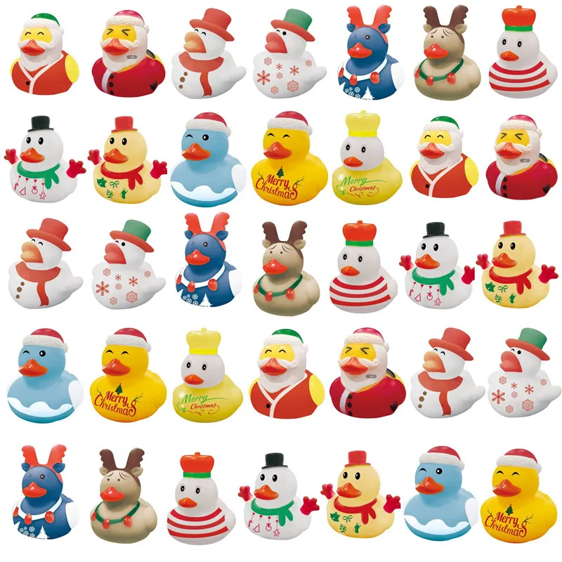 Christmas Elk Snowman Bathing Toy Swimming Duck Squealing Kneading Called Puzzle Pet Bathing Toy Enamel Duck