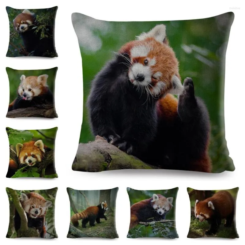 Oreiller chinois mignon Panda imprimé taie d'oreiller décor belle couverture d'animal sauvage pour canapé maison voiture Polyester étui 45 45 cm