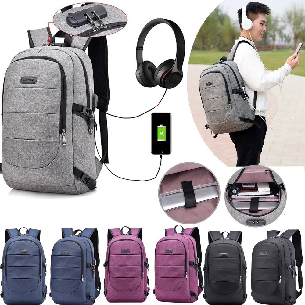 Школьные сумки USB зарядка крупная мужчина женщин рюкзак для ноутбука водонепроницаемый многофункциональный компьютерный сумки для студентов подростковой школы 230720