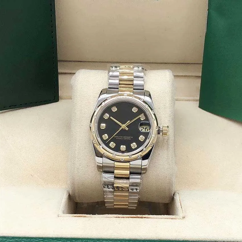Wysokiej jakości luksusowy punkt diamentowy ramka ramka nieregularna Wiercenie 31 mm damskie zegarek 2813 Automatyczne stalowe zegarek wodoodporne