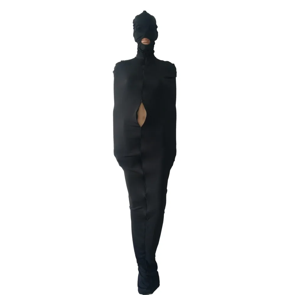 Costumes Cosplay Unisexe Fetish Catsuit bodybag Zentai sac de couchage Full Tight body Lycar Mummy Bag Stage Props peut masque amovible ouvrir les yeux et la bouche