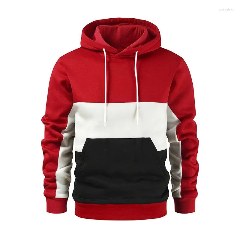 Men's Hoodies Autumn And Winter Splicing Sweater Fashion Color Matching Top Loose Long Sleeve Sports Clothing Running Outside