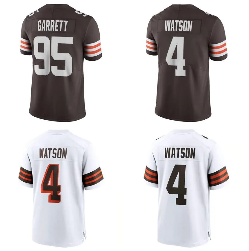 Maglie da calcio cucite 24 Chubb Brown 4 Deshaun Watson 95 Myles Garrett Uomo Donna Youth S-3XL maglia bianca verde