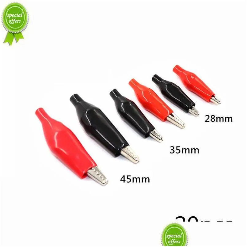 Outros Instrumentos Elétricos Novos 20 Pcs 28Mm 35Mm 44Mm Preto Vermelho Soft Plástico Revestido Sonda de Teste Mini Jacaré Clipes de Teste Drop De Dh5Mt