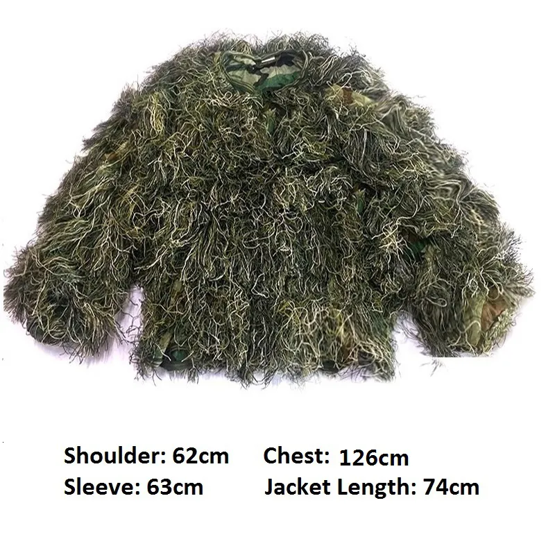 Tactical Camouflage Clothing 3D Withered Grass Ghillie Suit 5 PCS Sniper  Military Hunting Suit Army Hunting Clothes Birding Suit