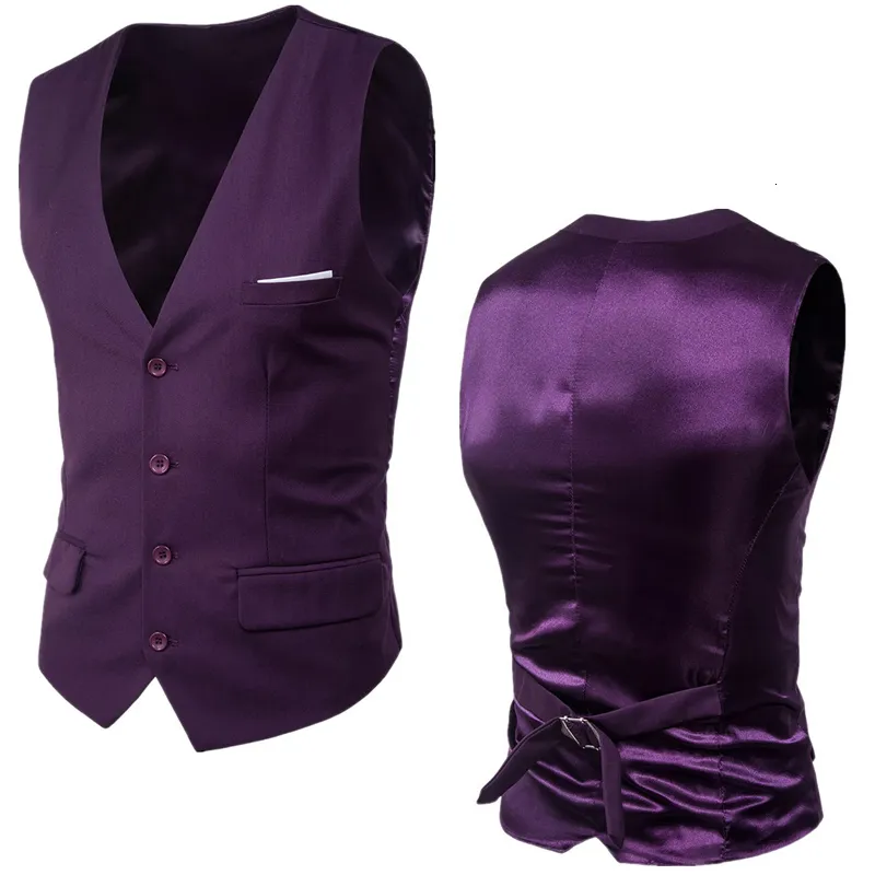 Mens Suits Blazers Purple Set Tank Top for Spring Ultra Thin Sleeveless Waist Coat Formal Business Wedding Dress Chaleco Hombre 230720