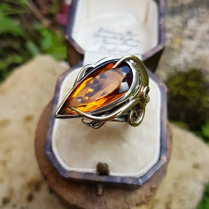 Anéis criativos vintage para mulheres em forma de lágrima marrom pedra incrustada cor prata anel de dedo festa férias jóias presente de aniversário