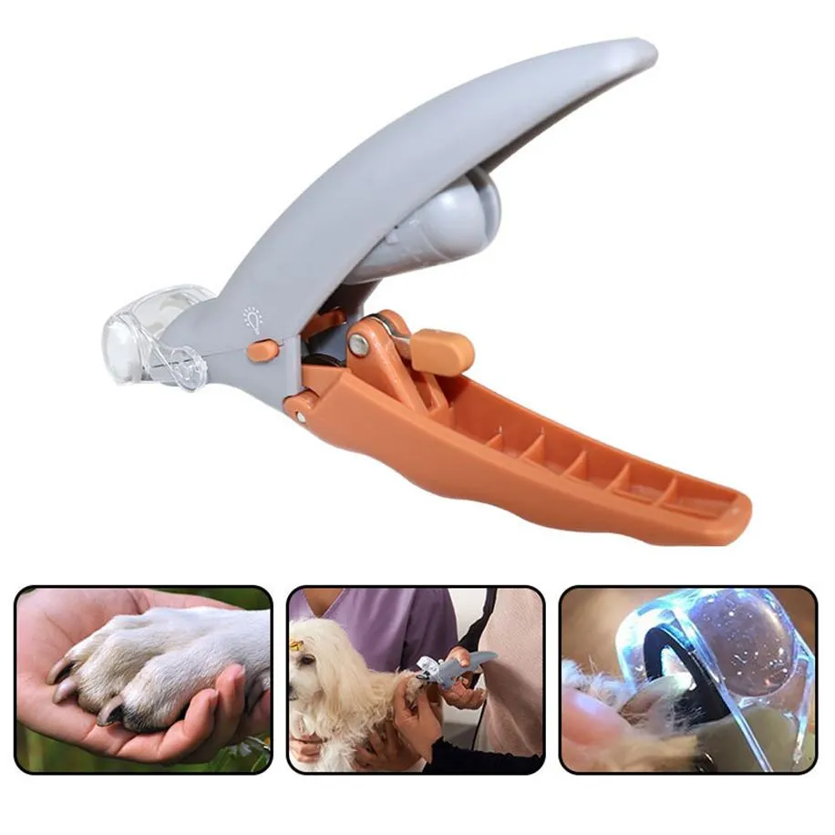 Pet Nail Clipper 5x förstoring av hund Nagel sax Safe Pet Grooming Trimmer Claw Care Tool LED Light Dog Nail Trimmer190y