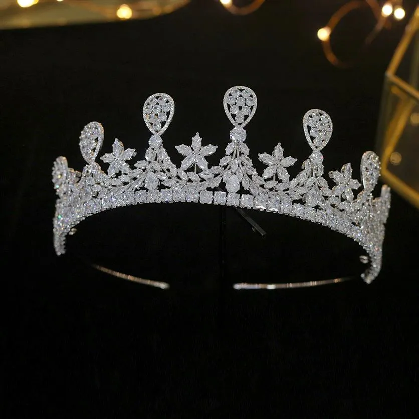 High quality crystal cubic zirconia wedding bridal tiara luxury crown tiara women's dance party hair accessories324C