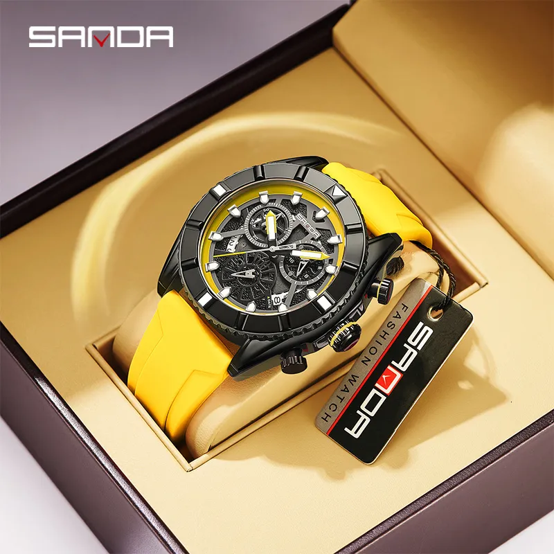 Altri orologi Commercio estero Quarzo da uomo Tre occhi e sei pin Sanda 5309 Orologio Fashion Trend Outdoor Impermeabile Calendario semplice da tavolo 230719