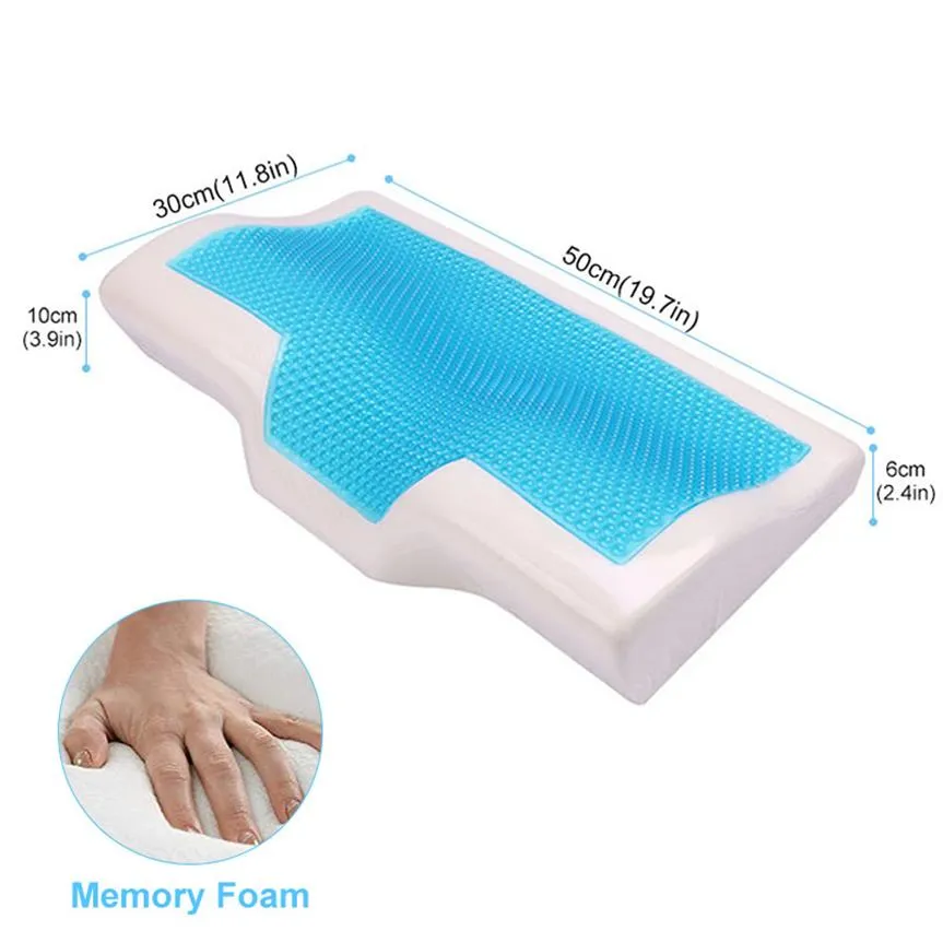 Butterfly Memory Foam Gel Travesseiro Summer Ice Cooling Saúde Cervical Protect Massage Ortopédico Travesseiros Conforto Para Casa Beddings267S