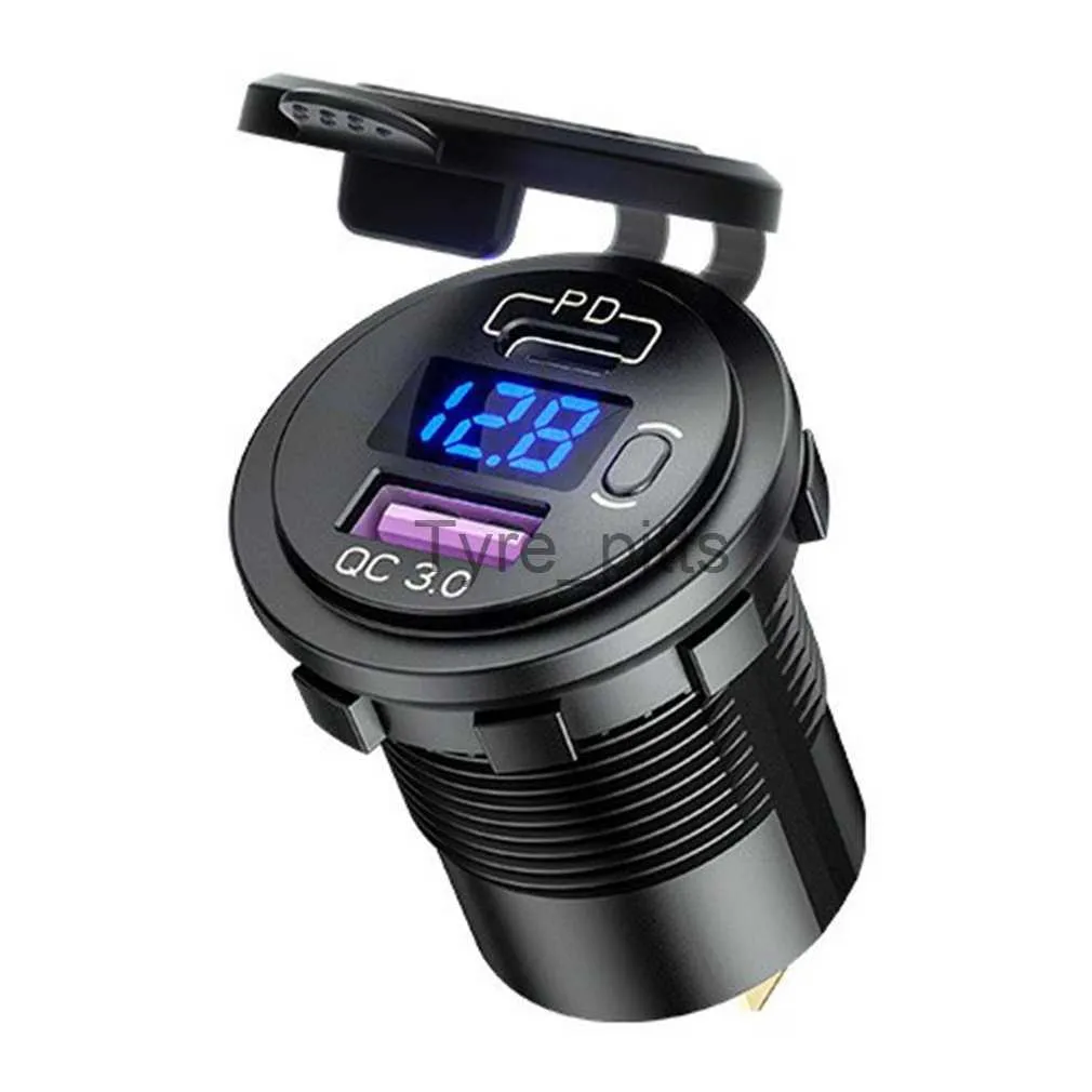 Andere Batterien Ladegeräte 60W PD Typ C/QC 3.0 USB-Ladegerät mit Schaltersteckdose Steckdosenadapter Wasserdicht für 12V 24V Auto LKW Boot RV Motorrad x0720