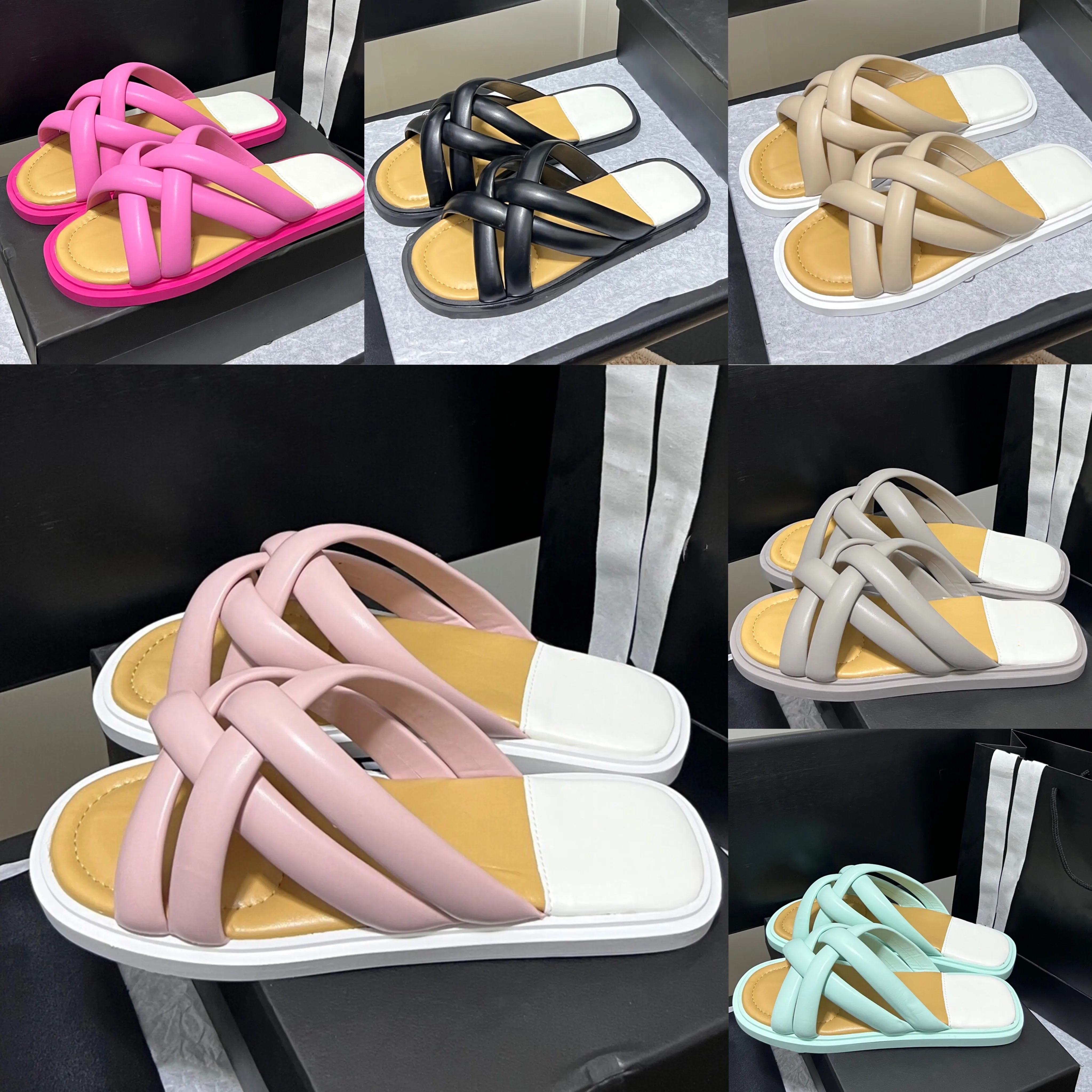 Nuove pantofole estive Designer Luxury Outdoor Fashion Sandali Cross Flat Soft Beach Shoes Colore caramella Scarpe versatili classiche 35-40