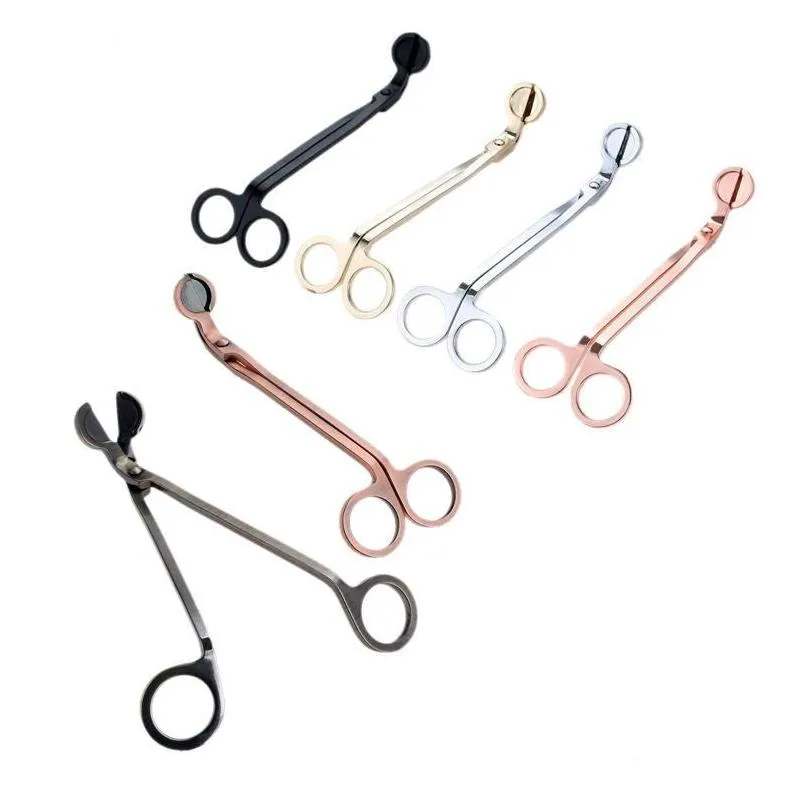 Scissors Ups Candle Wick Trimmer Stainless Steel Trim Cutter Snuffer Round Head 18Cm Black Rose Gold Sier Red Bronze Drop Delivery H Dhpaw