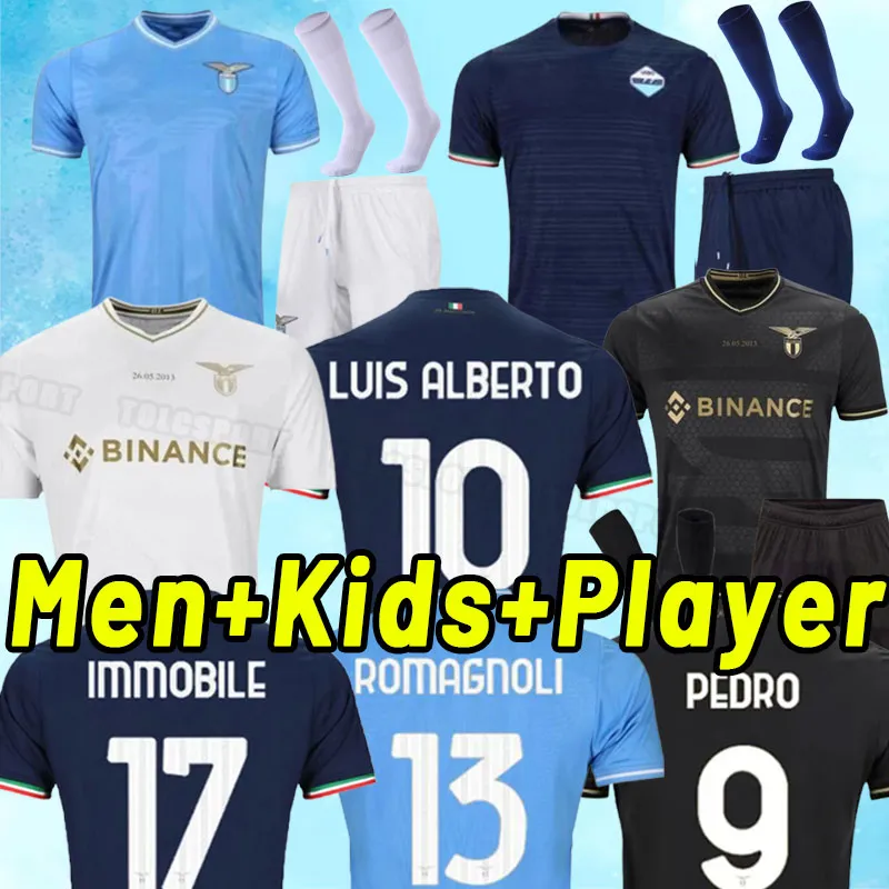 2023ラツィオサッカージャージ10周年記念23 24 Immobile Luis Alberto Pedro Sergej Badelj Zaccagni Marusic Shird Men Kids Goalkeeper Fansバージョン