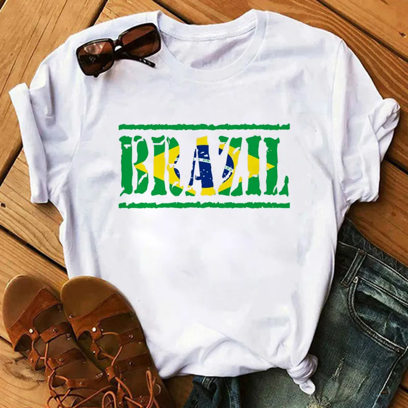 メンズTシャツブラジルフラッグ服の衣服男性Y2Kビンテージ面白いTシャツ白いTシャツ230719