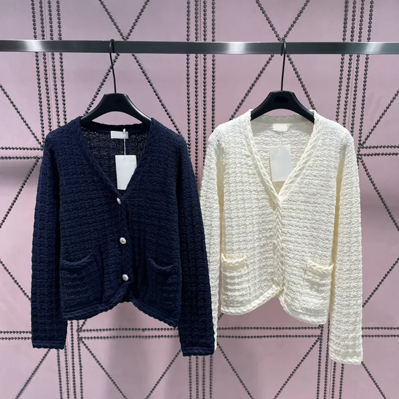 Enkla vävtröjor Päls dubbelficka Design Jacket Womens V Neck Sweater Elegant Charm Plus Sweater Jacket Clothing