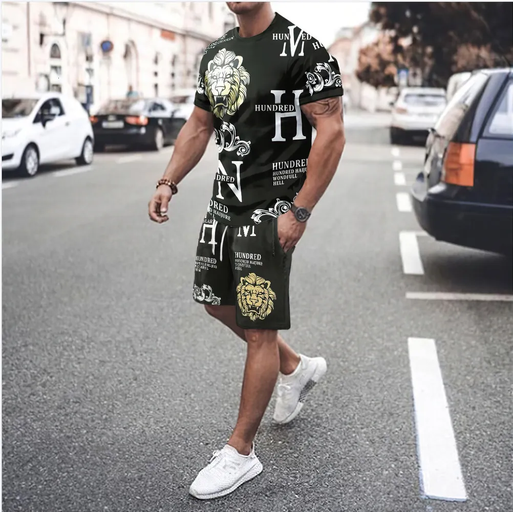 Men S TRACKSUITS Summer Floral Print T Short Shorts Suit Short Sleeve Two Piece Set Vintage Style Boho Tracksuit Par Outfit Decoration 230720