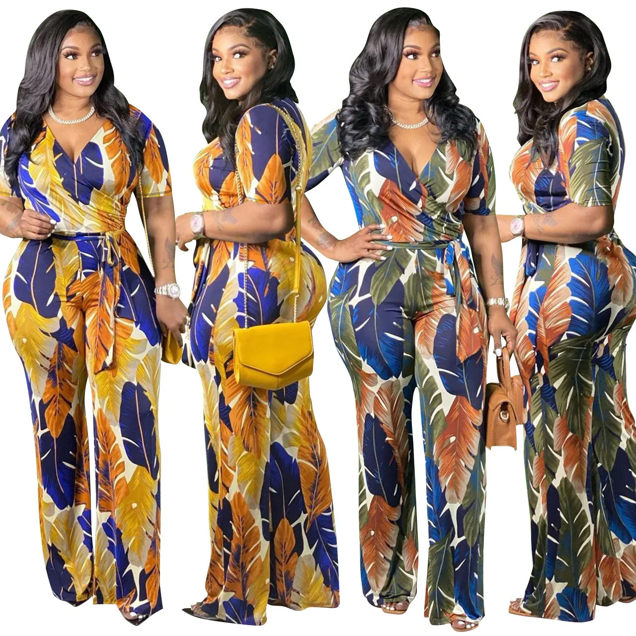 Orange Street Print Patchwork V Neck Harlan Jumpsuits in 2023 | Colorful  street style, Jumpsuit chic, Plus size jumpsuit